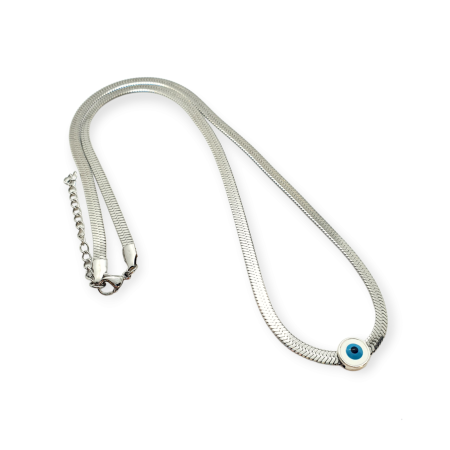 necklace steel silver snakechain with eye2